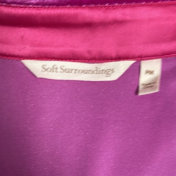 Soft Surroundings Magenta Pink Velvet Long Sleeve Top Size Petite Medium - Picture 3 of 6